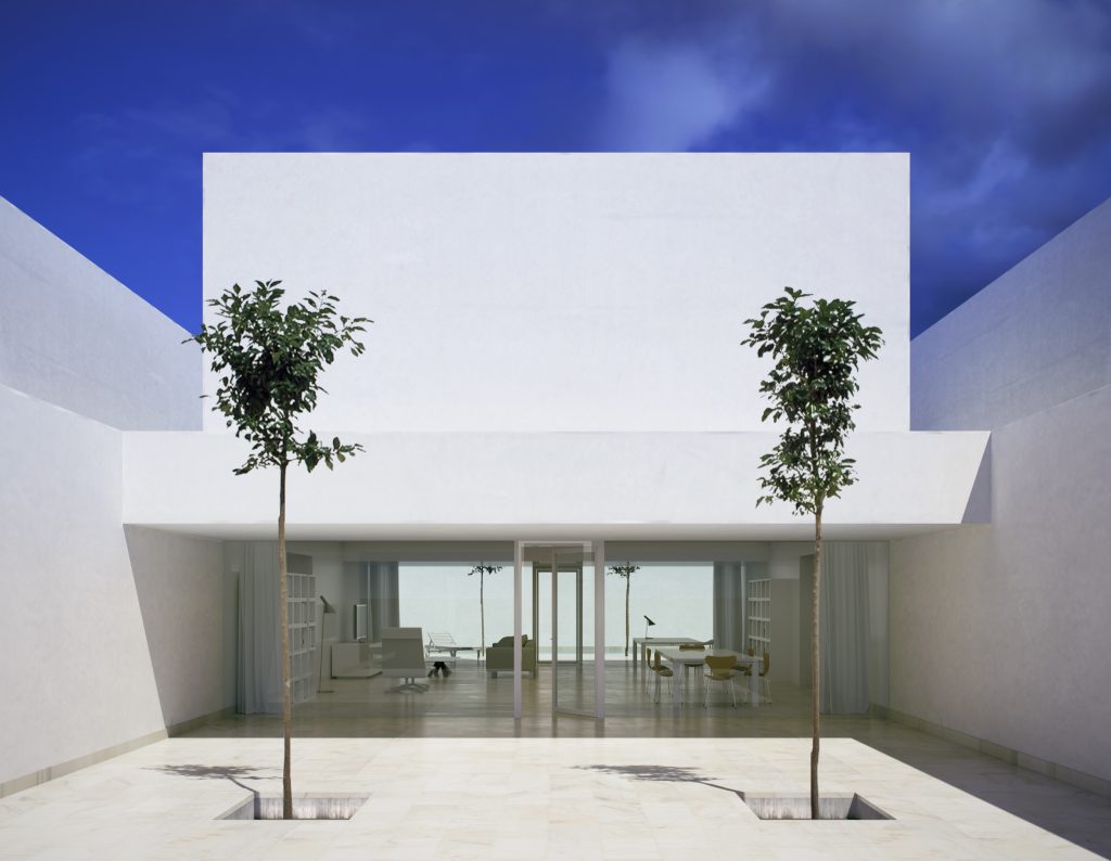 high-end visualization of whitewashed house alberto campo baeza