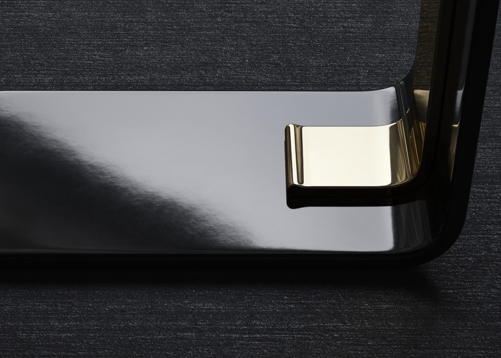 product visualization black shiny high quality side table detail