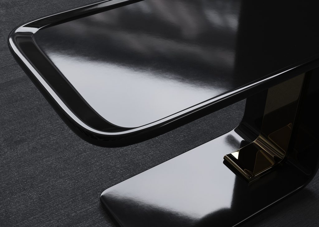 product visualization black shiny high quality side table detail