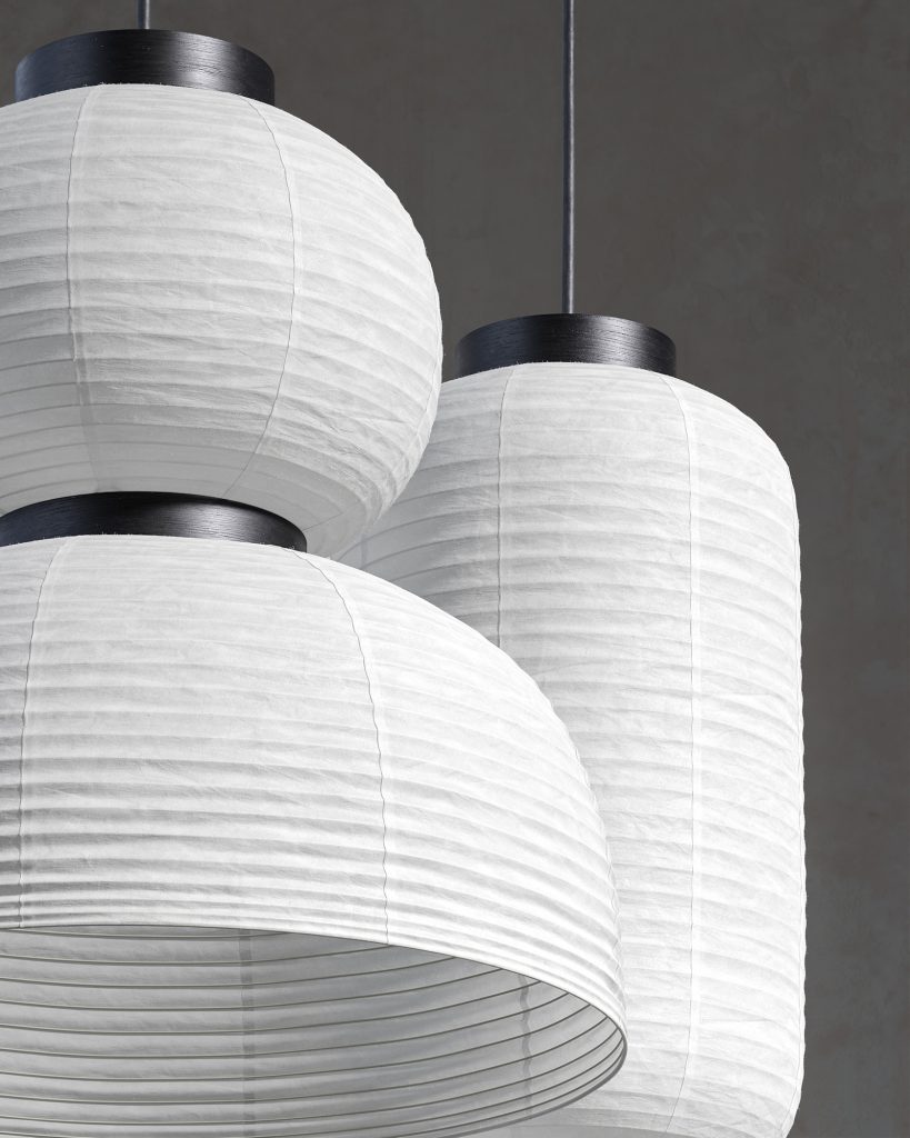 borgogna product visualization of three minimalist white lamps