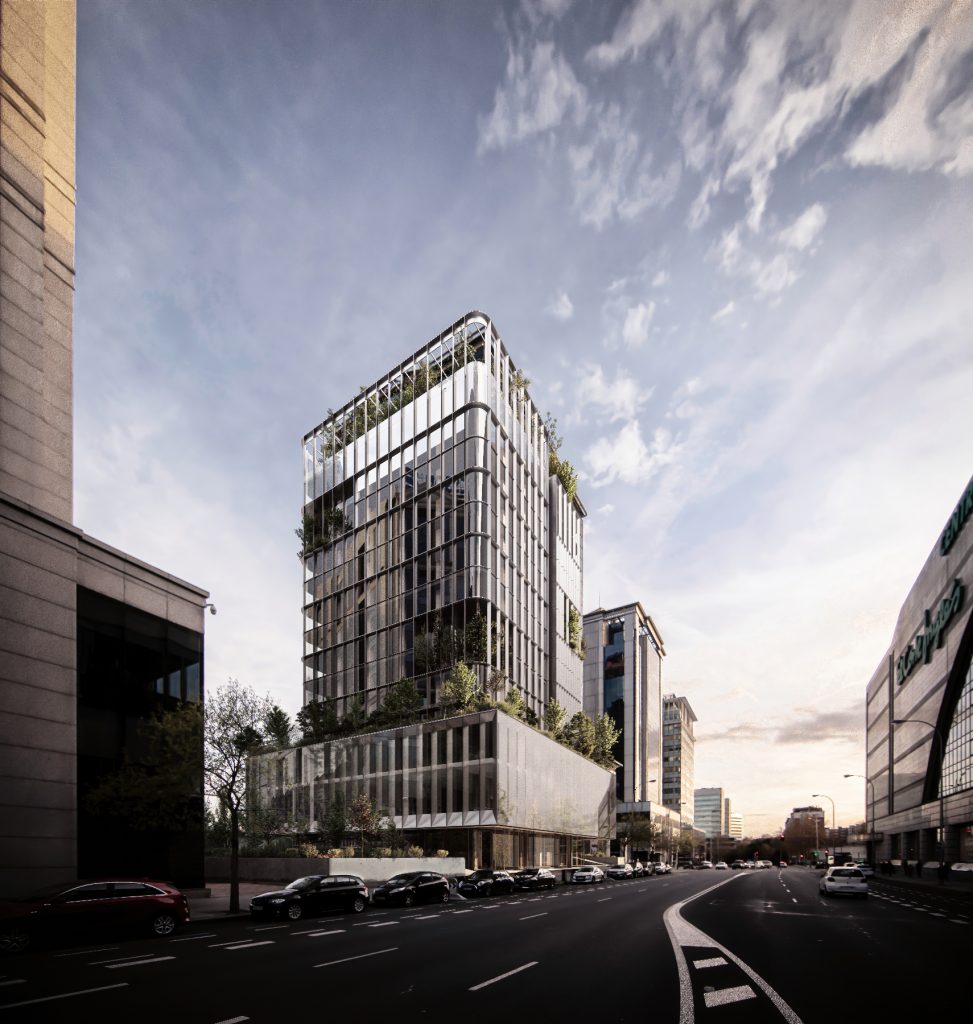 modern glass and metal building with sky and modern city