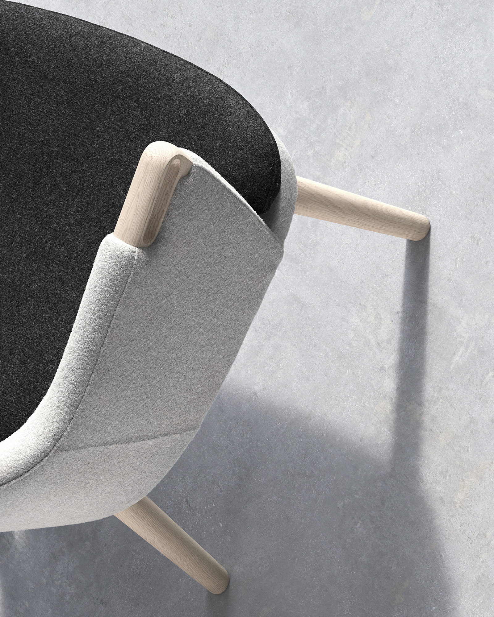 borgogna product minimalistic 3d visualization of detail of black and white chair