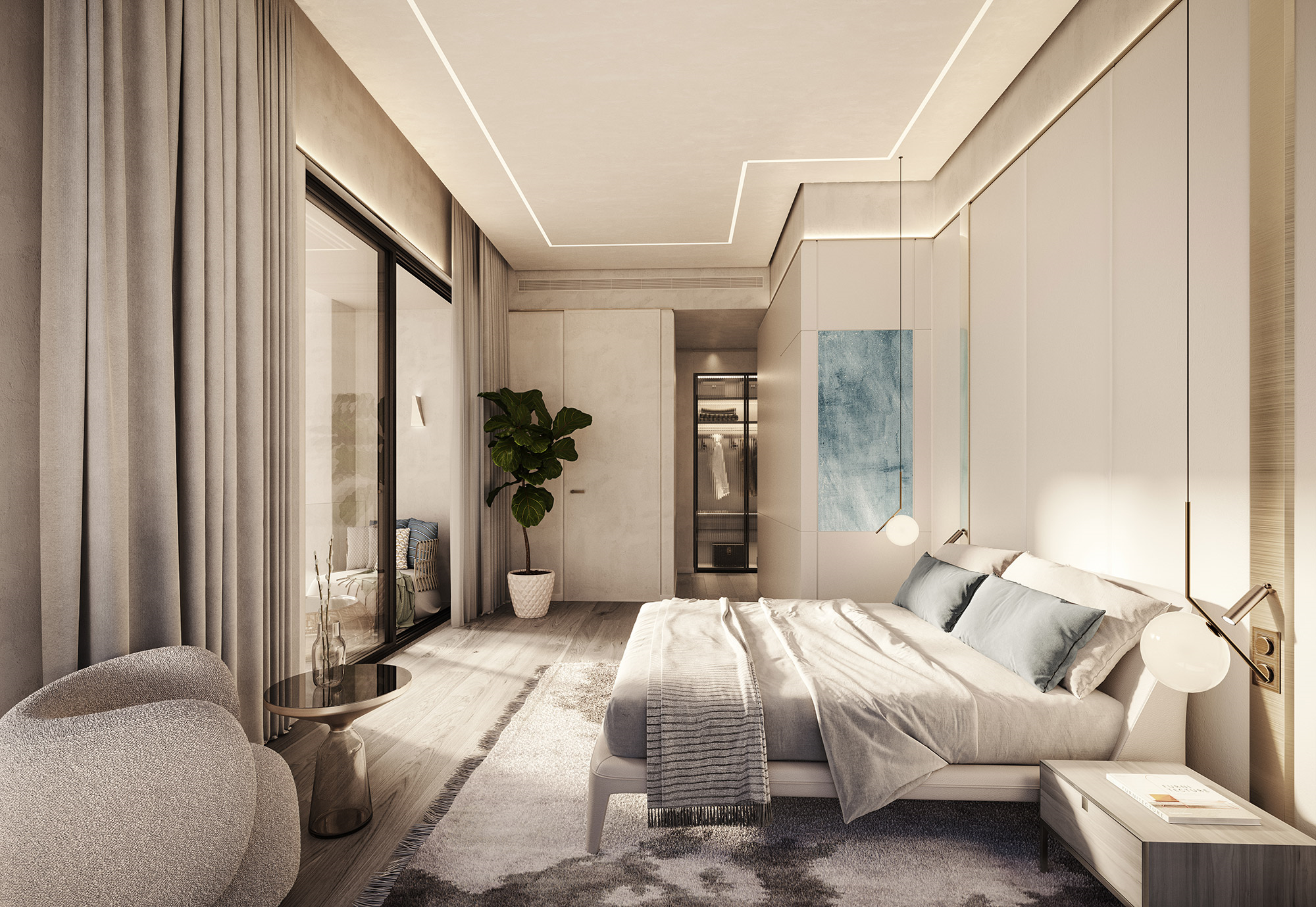 real estate visualization of dormitory in apartment in dubai