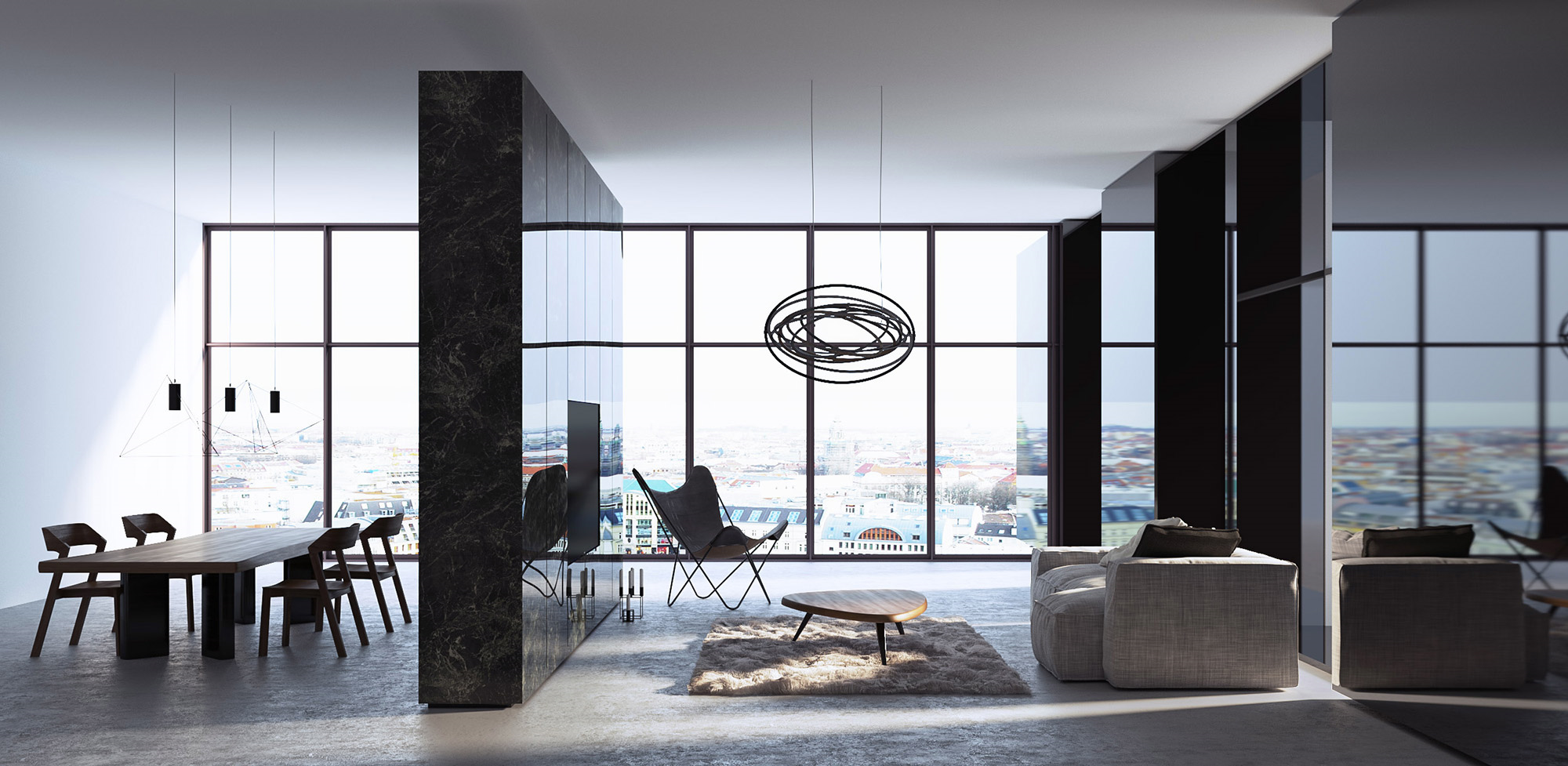 Real Estate 3D Visualization of chill room in kaleidoscope hotel in berlin by ferminnan and spagnoletta