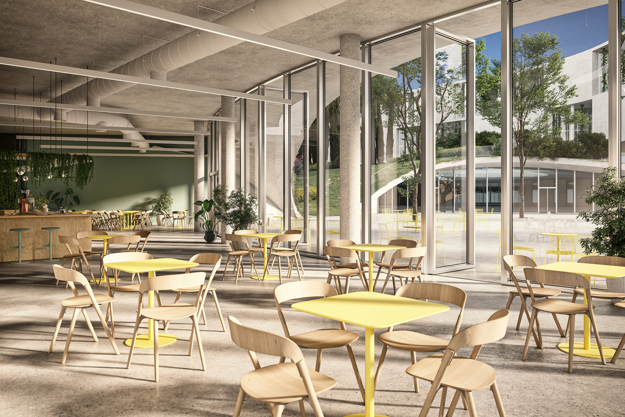 Student Housing Landscape Architecture Visualization of interior dinning hall in cyprus university