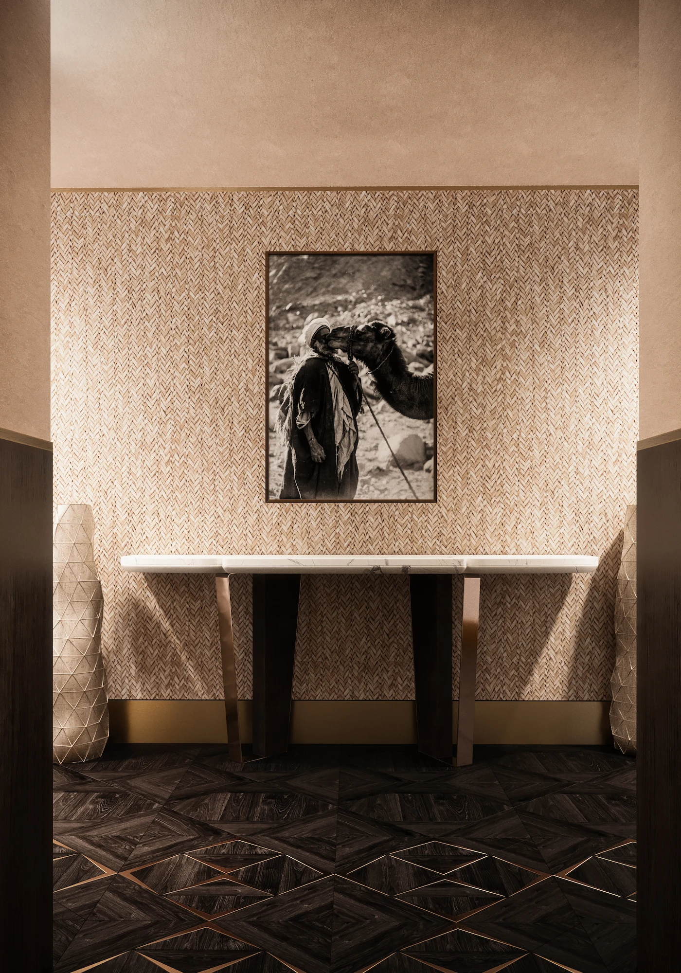 Visualization of Bvlgari Resort in Kuwait, the beautiful floors always in sync with the art in the walls