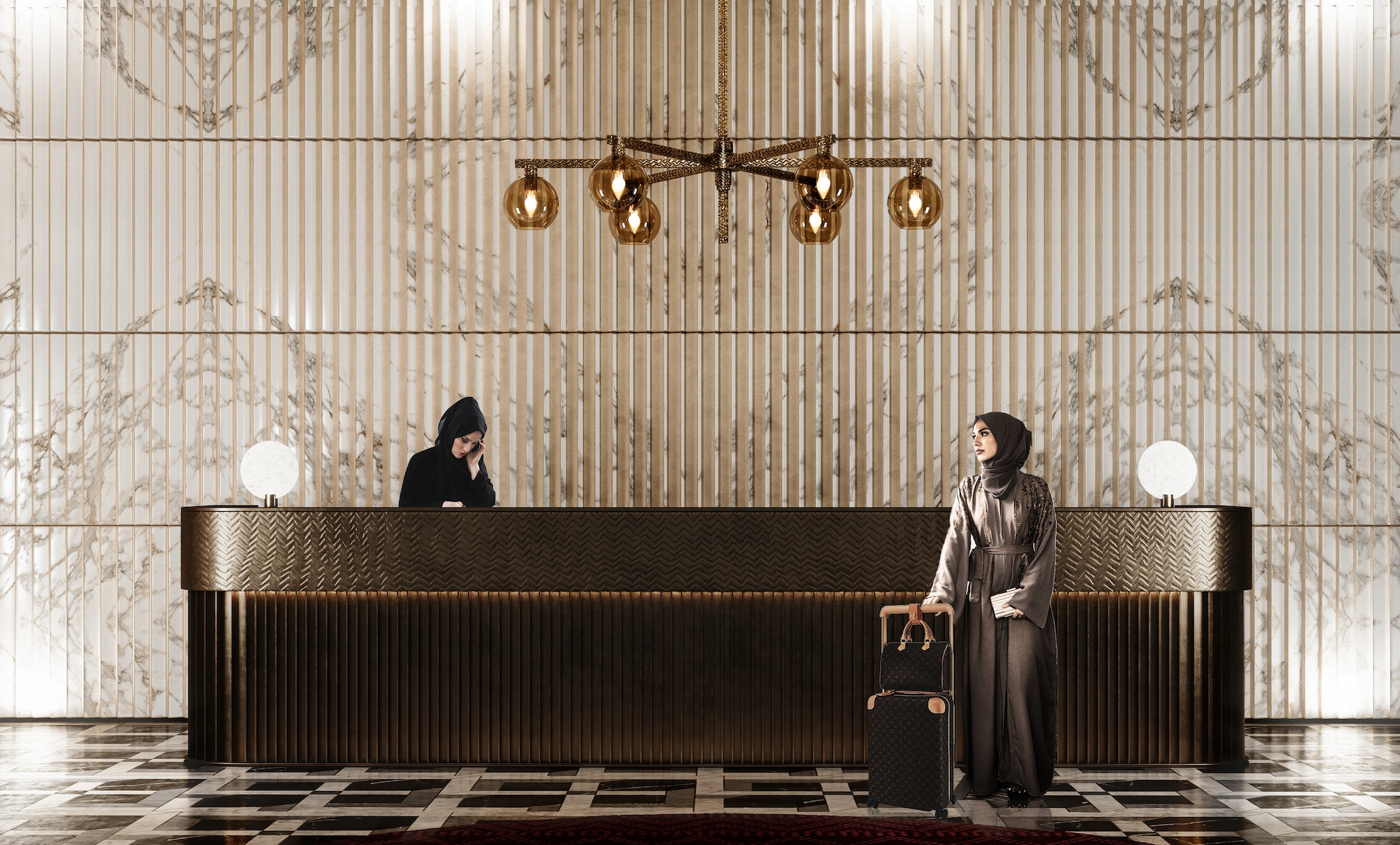 Visualization of Bvlgari Resort in Kuwait, the lobby of the resort is waiting its guests